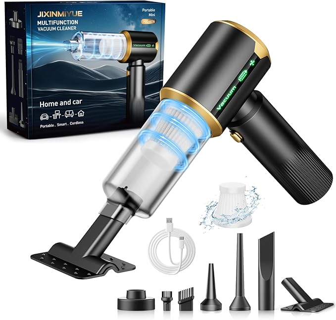 Cordless Car Vacuum Cleaner: Handheld Vacuum with 16000Pa Strong Suction, Brushless Motor & HEPA Filter, 7-in-1 Cleaning Kit,