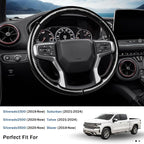 Steering Wheel Cover for Chevy Silverado 1500 2019-Present/ 2500 3500 2020-Present/Blazer 2019-Present (Gasoline Models)/ Suburban Tahoe 2021-2024, Car Steering Wheel Cover Accessories for Chevrolet