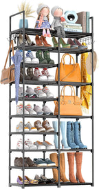 Kottwca 2 Row 10 Tier Tall Shoe Rack Organizer for Closet Entryway, 40-45 Pair Shoe Boot Storage Rack, Metal Shoe Shelf Small