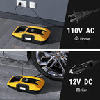 CARSUN AC/DC Tire Inflator Portable Air Compressor, Dual Power for Home 110V AC and Car 12V DC Air Pump with Pressure Gauge, Auto Shutoff, Tire Pump for Car Motorcycle Bicycle and Other Inflatables