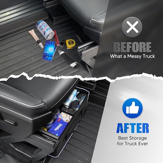 Cybertruck 1st Row Under Seat Front Storage Box 2PCS - Truck Under Seat Tool Box for 2024 Tesla Cybertruck with Removable