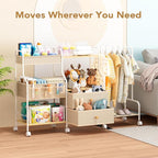 BBLIKE Diaper Caddy Organizer with Hanging Rack - 3 Tier Rolling Utility Cart with Drawers and Dividers for Baby Bottle Stora