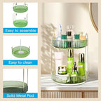 360 Rotating Makeup Organizer, 2 Tier Lazy Susan Bathroom Counter Organizer, Skincare Organizers, Spinning Perfume Organizer 