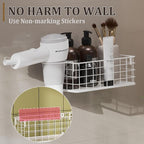 Wall-Mounted Hair Dryer Holder Styling Tool Organizer 4-Shelf Storage Wire Basket with Hook Heat Safe Rack for Hair-Straighte