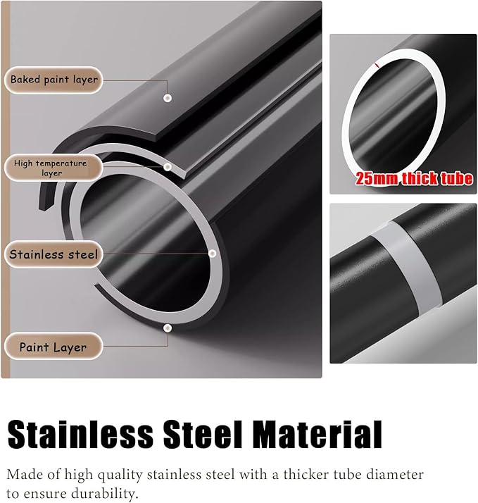 Closet Rod Heavy Duty Closet Poles for Hanging Clothes, Drilling Clothes Rail Extendable, Wall Mount Permanent Curtain Rods H