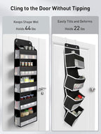 Yecaye 1 Pc Over the Door Organizer with 5 Bins 10 Side Pockets, 44lbs Load Hanging Bathroom and Bedroom Organizer, behind th