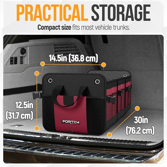 FORTEM Trunk Organizer For SUV Car Organizer and Storage, Multi-Compartment Storage Bag Car Accessories for Women Men, Perfect