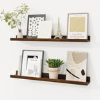 Picture Ledge Shelf, Solid Pine Wood Floating Shelves Set of 2, 24 Inches Nursery Book Shelves for Toys Storage, Kids Bookshe