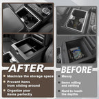 Muslogy Center Console Organizer & Cup Holder Inserts Compatible with 2025 2026 Toyota 4Runner Armrest Tray with Card Slot Divider Storage Box Non-Slip Silicone Front Drink Stoppers Rubber Cup Holder