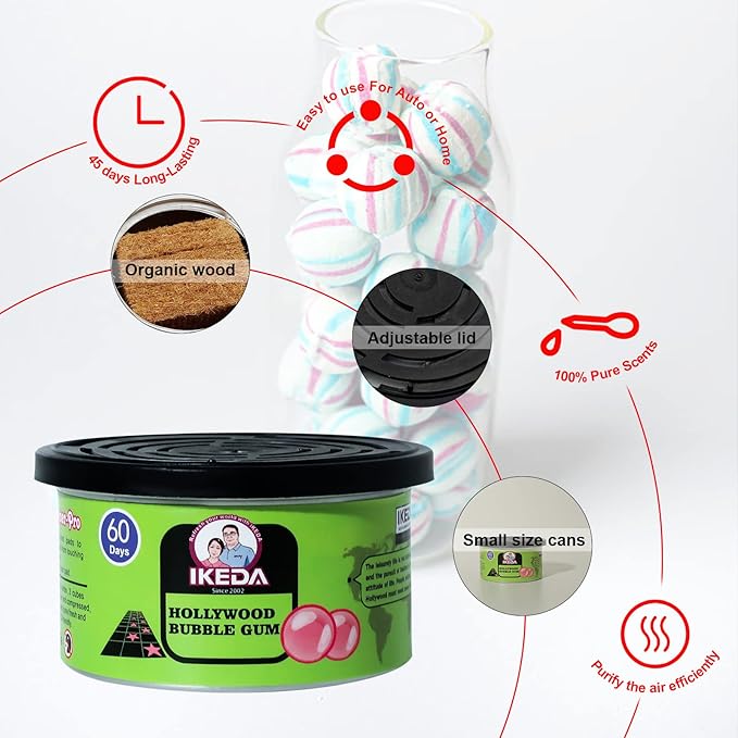 Car Air Freshener: Bubble Gum Scent | Car Scents | Odor Eliminator Essential | Long-Lasting | Strong Fragrance | For Home Clo