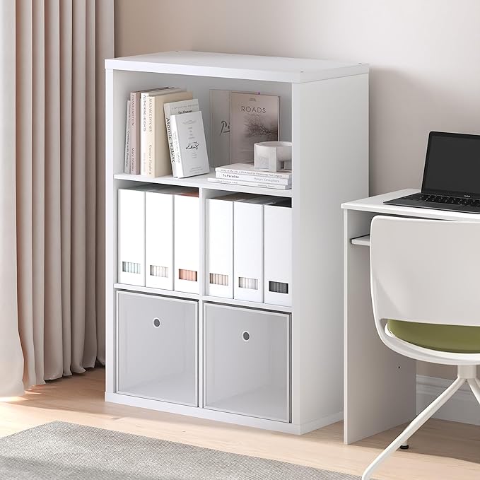 Furinno Cubicle Book Shelf, 5-Cube Bookshelf, Extra Thick Frame Cube Storage Organizer Bookcase with Closed Back, 15.3 x 29.9