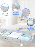 Low Profile Under Bed Storage, 3-Inch High Foldable Underbed Storage Bins with Lid & Zipper, No Structure, Super Slim Clothes