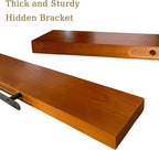 IEO Long Wooden Floating Shelves for Room Wall, Natural Wood Floating Shelves Wall Mounted Kitchen Shelf for Living Room, Bed