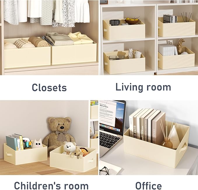 DIMJ Large Closet Storage Bins 8 Pack - Fabric Trapezoid Closet Organizer Bin, Foldable Storage Baskets for Shelves, Closet S