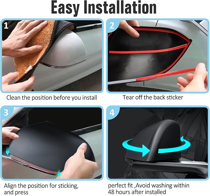 Model 3 Side Mirror Cover, Mirror Cap 2 PCS Matt Black Rearview Mirro Cover for Model 3 (2019-2024)