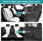 Leather Car Seat Covers Full Set, Breathable Faux Leather Seat Covers for Cars SUV Sedan Waterproof Blackwhite