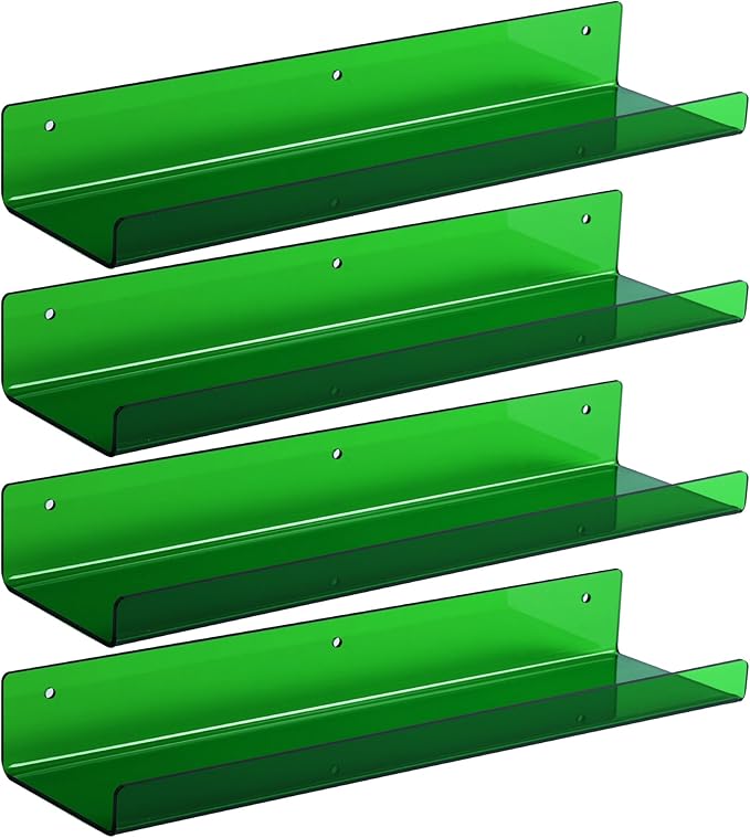 upsimples Acrylic Shelves for Wall Decor, 15" Display Shelf Perfume Organizer for Bathroom, Bedroom, Living Room, Floating Bo