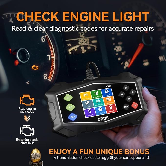 Enhanced OBD2 Scanner Diagnostic Tool - Check Engine Code Reader with Battery Tester, EVAP, Live Data, Mode 6/8, Professional