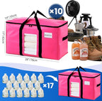 TAILI 10 Pack Pink Extra Large Moving Bags, Heavy Duty Totes with Visible Window, Wrap Around Handles, Ideal for Storage, Spa