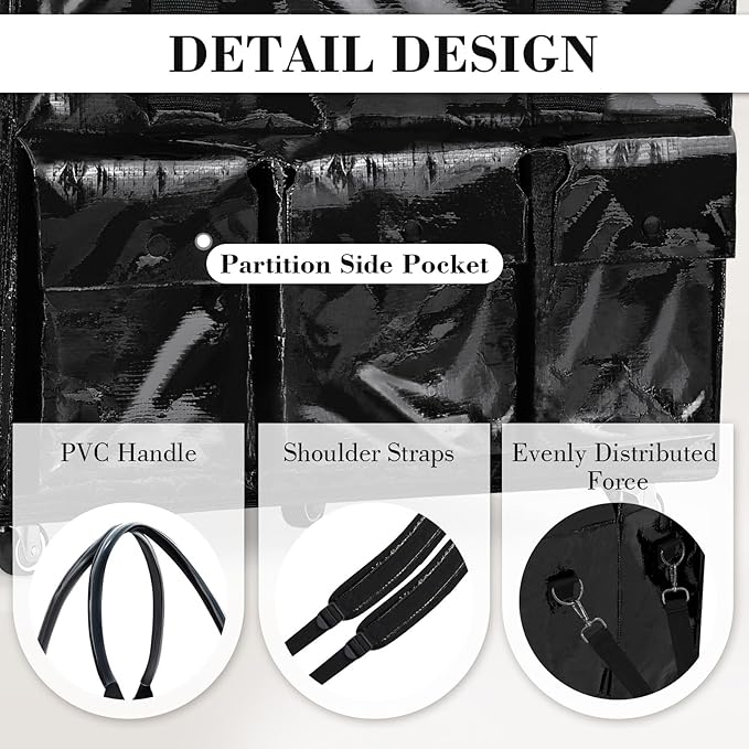 tobyto Reusable Grocery Bag on Wheels, 105L Foldable Rolling Tote, Shopping Trolley 66LBS Capacity - Water-Resistant for Laun
