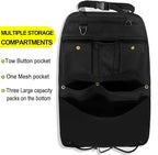 Black Car Seat Back Organizer with Multiple Pockets and Hooks