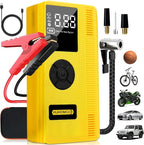 7-in-1 Car Jump Starter with Air Compressor, 3000A Portable 12V Power Pack, 150PSI Digital Tire Inflator for 9L Gas/7L