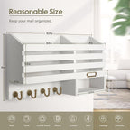 FifthQuarter Key Holder for Wall: Easy Mounted Key Rack and Mail Organizer with Store Shelf and Four Sturdy Keys Hooks Decor 