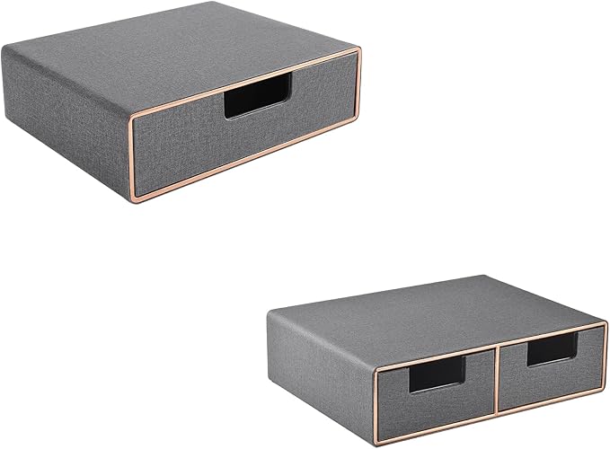 Stackable Organizer Drawer and Leather Desk Organizer with Drawers－Mini Desktop Drawer Organizer Multifunctional Tabletop Org