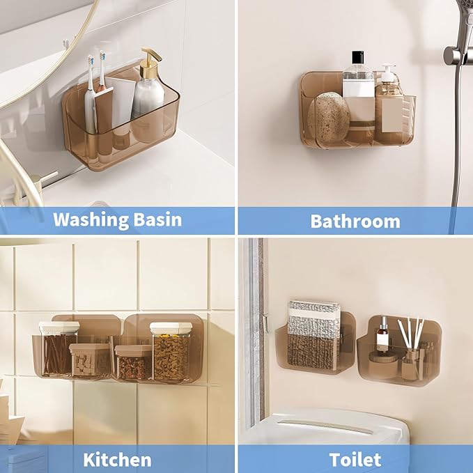 Diesisa 2pc Acrylic Wall Mount Organizer, Adhesive Cabinet Door Organizer,Acrylic Bathroom Shelves for Wall,No Drilling Hang 