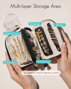 VLANDO Travel Jewelry Case,2-Layer Jewelry Organizer for Travel,Mothers Day Mom Gifts,Multi-Compartment Jewelry Storage for R