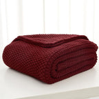 Longhui bedding Chunky Cable Knit Throw Blanket Lightweight Burgundy 100% Organic Cotton Blanket for Sofa Couch Bed Baby Nurs