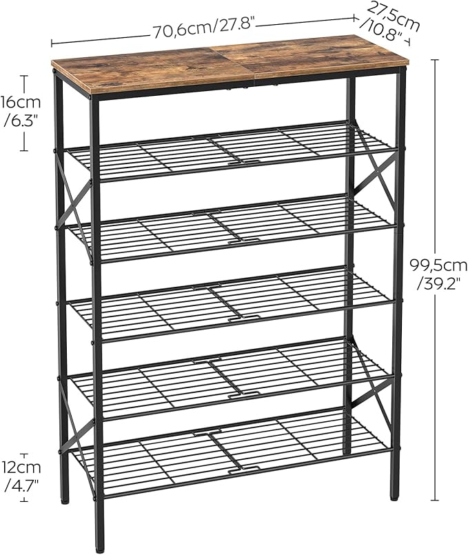 YATINEY 6-Tier Shoe Rack, Shoe Storage Organizer for Closet, Free Standing Shoe Organizer with Metal Mesh Shelves, 24 Pairs o