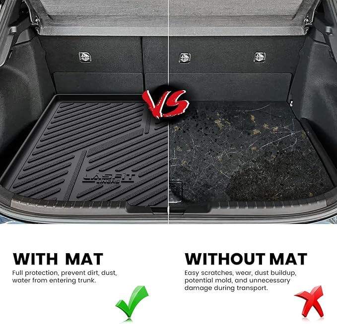 LASFIT Cargo Mat for Toyota Corolla Hatchback 2019-2026, Custom Fit All-Weather TPE Rubber Trunk Mat for Toyota Corolla Accessories, Waterproof, Easy to Clean, Black