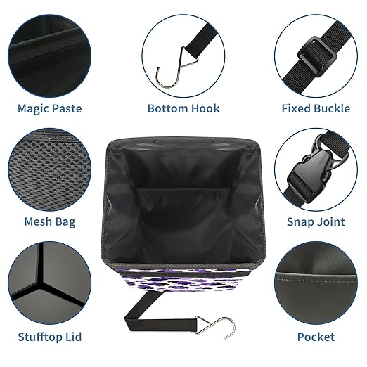 Car Trash Can – Multi-Purpose, Lightweight and Portable with Durable Water-Resistant Coating, No Installation Required, Practical and Ample Capacity, Variety of Colors.Tiger Pattern
