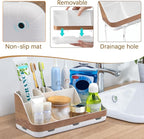 GFWARE Bathroom Countertop Organizer - Detachable 7 Slots Kids Electric Toothbrush and Toothpaste Holde Drainage for Bathroom