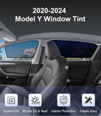 Tesla Model Y 2020-2024 Side Window Shades, Clear Front Half-Window & Semi-Transparent Rear Covers, Static Cling Easy Install, Glare Reduction & Daytime Privacy, Not for 2025-2026 Juniper