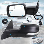 Left Driver Side Mirror Compatible With 2019-2026 Ram 1500 With Power Folding Heated Turn Signal Puddle Light Temperature Sensor Matte Black Replace#68462769AB(8+6Pins)