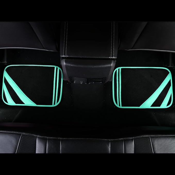 CAR PASS Mint Green Edge Leather Car Floor Mats, Universal Car Mats with Double Stitch Line and Anti-Slip Backing Design, for
