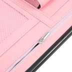 X AUTOHAUX Pink Universal Car Sun Visor Organizer Sunglasses Case Storage Pocket Hook and Loop Tape ABS PU Leather for SUV RV Truck