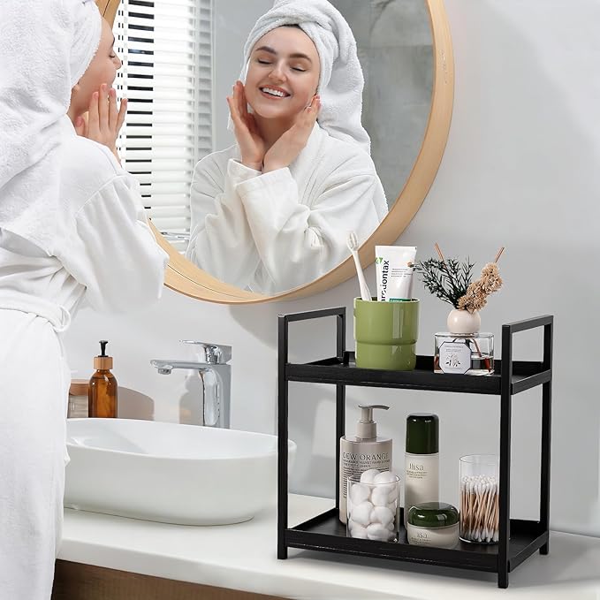 Anyoifax Bathroom Counter Organizer 2 Tier Vanity Storage Countertop Shelf Makeup Organizer Perfume Tray Skincare Holder for 