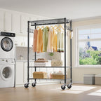 VIPEK R3 Heavy Duty Garment Rack with Lockable Wheels, Portable Rolling Closet with Adjustable Shelves & Hanging Rod & Side H