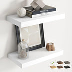 16 Inch Floating Shelves for Wall Set of 2, 8"D Wood Grain Bathroom Shelves with Invisible Brackets, Easy Install Engineered 