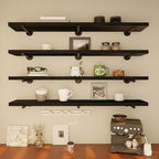 Industrial Pipe Wall Wood Shelves,Real Long Wooden Shelves 60",11.8" Extra Width, Modern Floating Shevles for Wall Bookshelf 