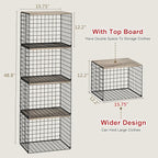 4PCS Wider Closet Organizers and Storage, Stackable Closet Shelf Organizer Storage Bins with Wood Top for Sweaters Jeans, Clo