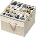 Aokeyee Shoe Organizer for Closet,Foldable Shoe Storage Organizer Box Bin with Adjustable Dividers and Clear Cover, Fits up t