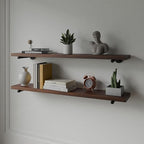 Industrial Pipe Wall Wood Shelves,Real Wooden Shelves 48" in Walnut Color with 1.2" Extra Thickness, Modern Floating Shevles