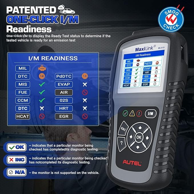 Autel MaxiLink ML519 OBD2 Scanner, New Ver. of AL519, Enhanced Mode 6 Car Code Reader, Check Engine Light Read/Erase Fault
