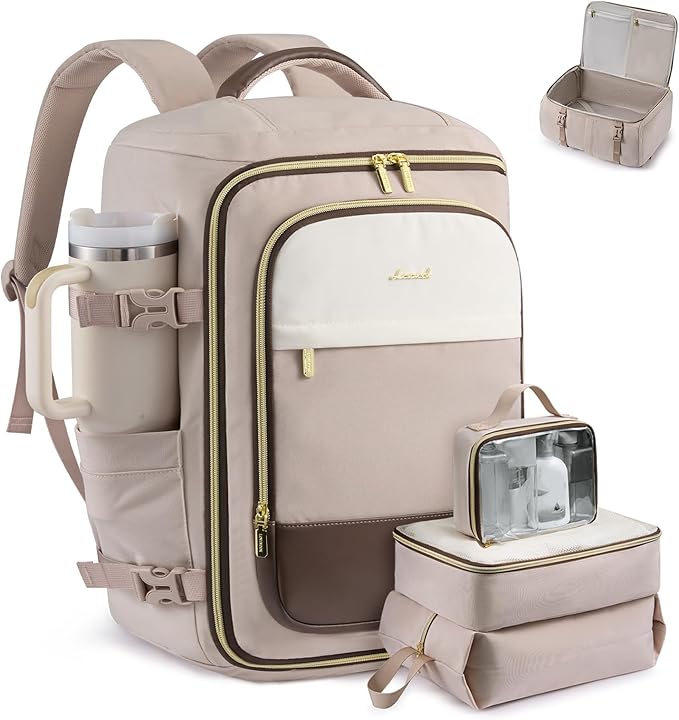 LOVEVOOK 40L Travel Backpack Carry on Flight Approved, Personal Item Bag with 3 Packing Cubes, Travel Backpack for Women Fits