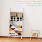 Delywh 6-Tier Wide Double Blanket Ladder Wood, Rustic Decorative Towel Rack for Big Blanket, Towel, Quilt, Clothes - Freestan