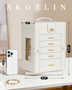 AKOZLIN Jewelry Box 6-Tier Organizer Functional 360° Rotating Jewelry Storage Case for Women Girls Ring Necklace Earring Brac